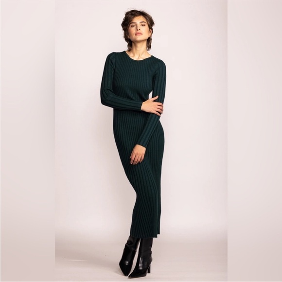 Pink Martini Dresses & Skirts - Dark Green RibKnit Bodycon Midaxi Dress (Pink Martini - The Ava Sweater Dress)